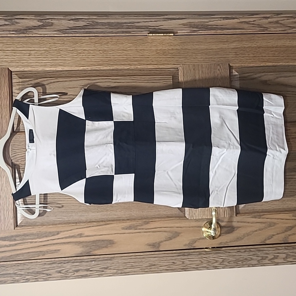Worthington Black and White Striped Midi Dress